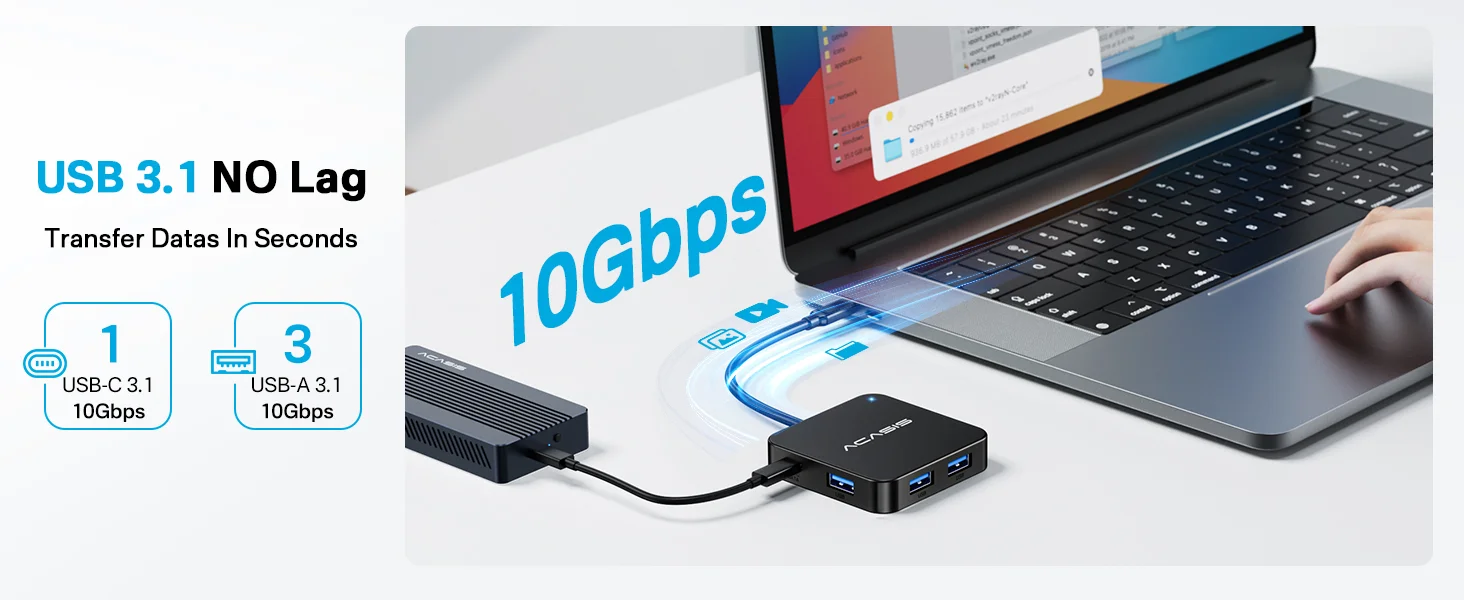 USB hub Acasis HB0706 6-в-1 з HDMI 4K та PD 100W для швидкої зарядки